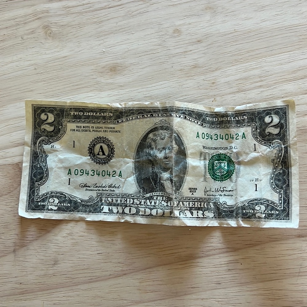 $2 Two dollar bill 2003
